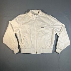 Vintage Members Only Jacket Mens 46‎ Ivory Cream Retro Bomber Full Zip Racer